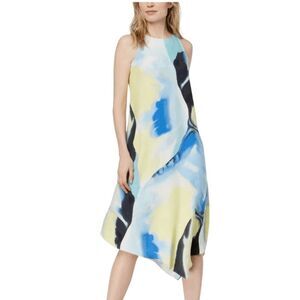 Alfani Blue and Yellow Sleeveless Shift Dress Size 8 Alfani Wedding Guest Dress